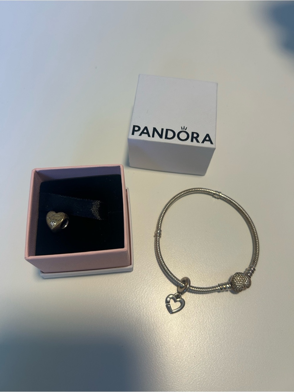 Pandora Silver Bracelet with Heart Clasp